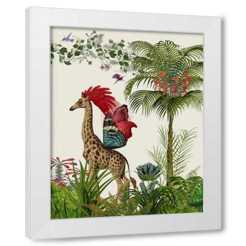 Tropical Giraffe 4 White Modern Wood Framed Art Print by Fab Funky
