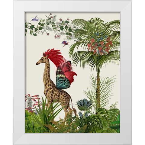 Tropical Giraffe 4 White Modern Wood Framed Art Print by Fab Funky