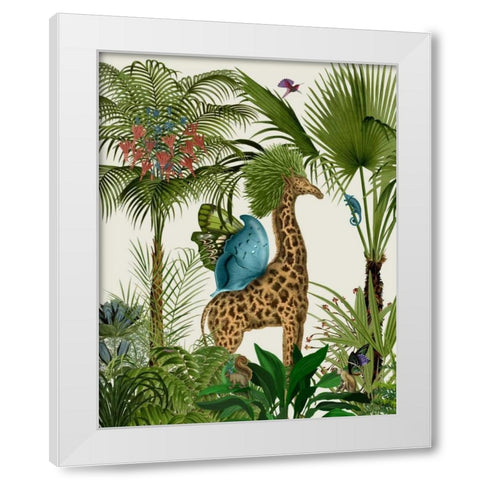 Tropical Giraffe 5 White Modern Wood Framed Art Print by Fab Funky