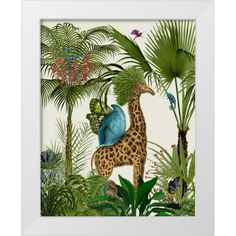 Tropical Giraffe 5 White Modern Wood Framed Art Print by Fab Funky