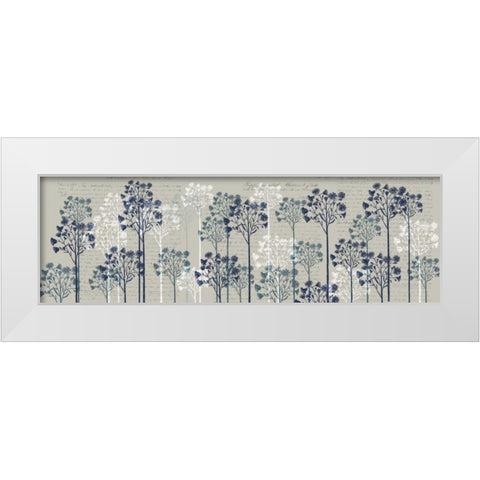 Floral Trees, Midnight White Modern Wood Framed Art Print by Fab Funky