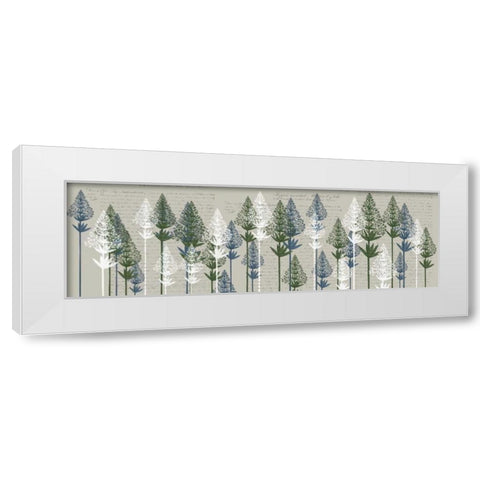 Leafy Pines, French Blue and Moss White Modern Wood Framed Art Print by Fab Funky