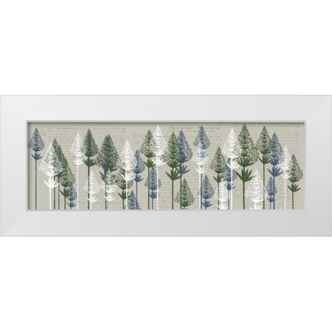 Leafy Pines, French Blue and Moss White Modern Wood Framed Art Print by Fab Funky