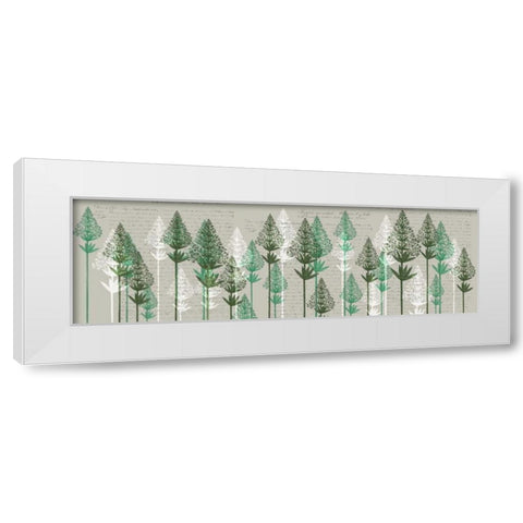 Leafy Pines, Juniper White Modern Wood Framed Art Print by Fab Funky