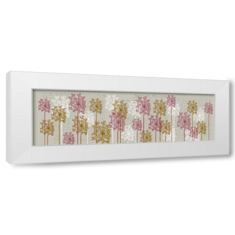 Bubble Trees, Pink and Gold White Modern Wood Framed Art Print by Fab Funky