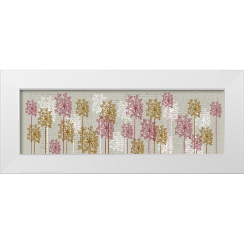 Bubble Trees, Pink and Gold White Modern Wood Framed Art Print by Fab Funky