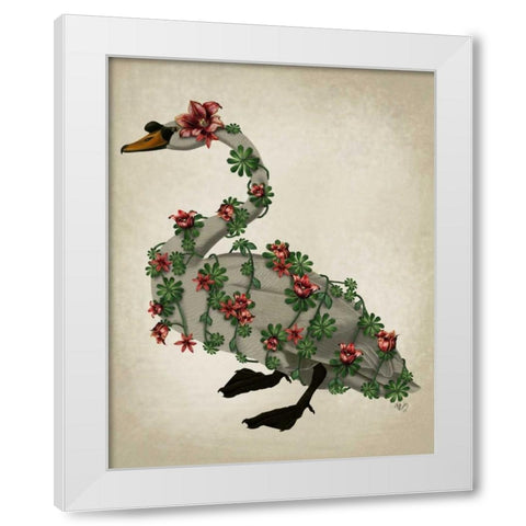Bound Swan on cream White Modern Wood Framed Art Print by Fab Funky