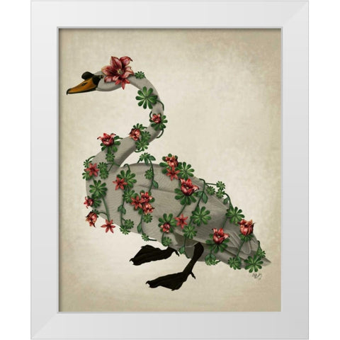 Bound Swan on cream White Modern Wood Framed Art Print by Fab Funky