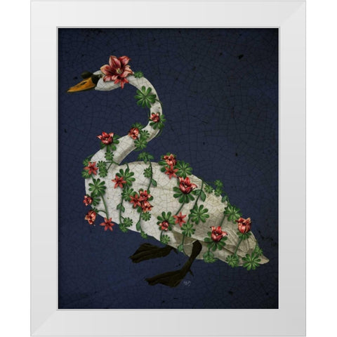 Bound Swan on blue White Modern Wood Framed Art Print by Fab Funky