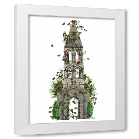 Butterfly Tower White Modern Wood Framed Art Print by Fab Funky