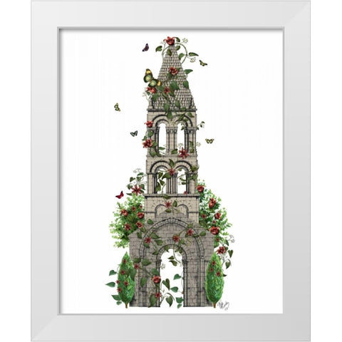 Butterfly Tower White Modern Wood Framed Art Print by Fab Funky