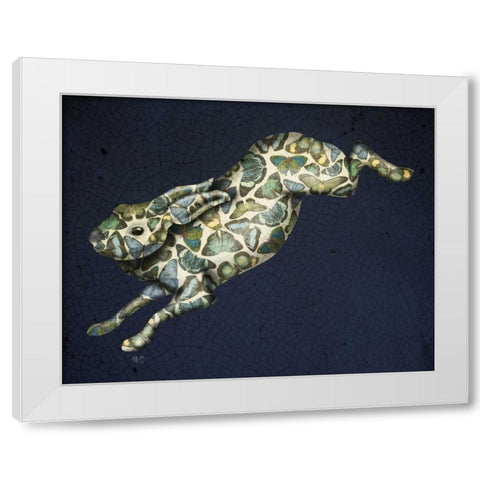 Butterfly Hare White Modern Wood Framed Art Print by Fab Funky