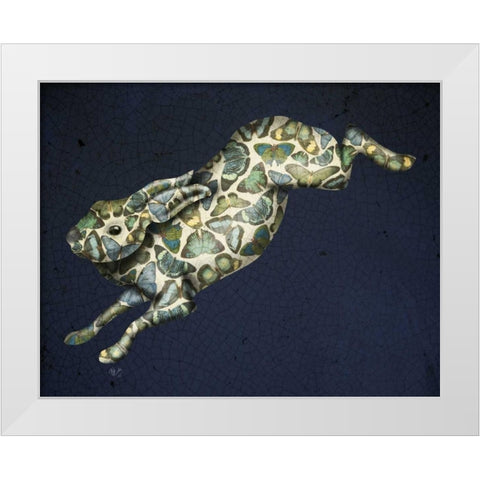 Butterfly Hare White Modern Wood Framed Art Print by Fab Funky