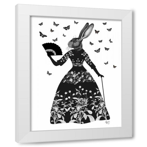 Black Rabbit White Modern Wood Framed Art Print by Fab Funky