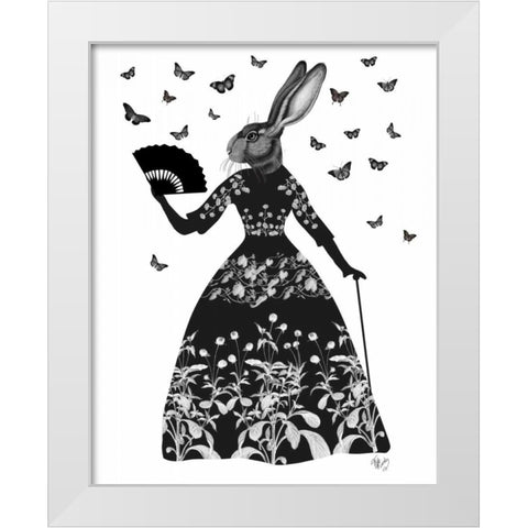 Black Rabbit White Modern Wood Framed Art Print by Fab Funky