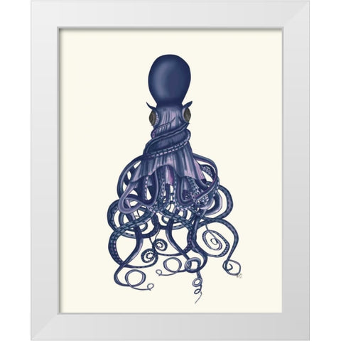 Octopus, Twisted Blue White Modern Wood Framed Art Print by Fab Funky
