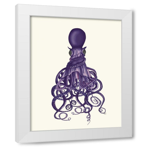 Octopus, Twisted Purple White Modern Wood Framed Art Print by Fab Funky