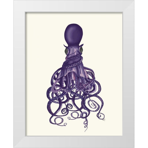 Octopus, Twisted Purple White Modern Wood Framed Art Print by Fab Funky