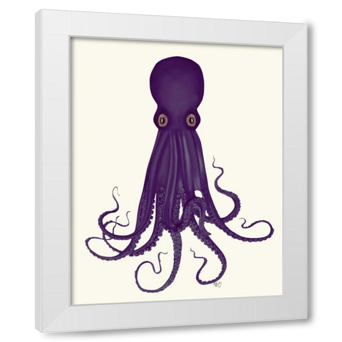 Octopus 8, Purple White Modern Wood Framed Art Print by Fab Funky