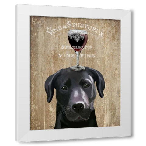 Dog Au Vin, Black Labrador White Modern Wood Framed Art Print by Fab Funky