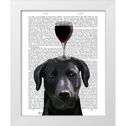 Dog Au Vin, Black Labrador White Modern Wood Framed Art Print by Fab Funky