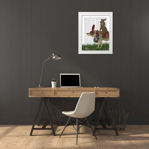 Arrival of the Hare King White Modern Wood Framed Art Print by Fab Funky