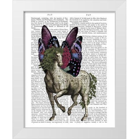Horse with Butterfly Wings White Modern Wood Framed Art Print by Fab Funky