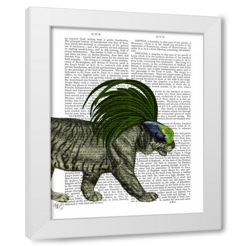 Masked Tiger White Modern Wood Framed Art Print by Fab Funky