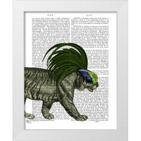 Masked Tiger White Modern Wood Framed Art Print by Fab Funky