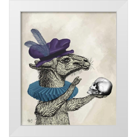 Drama Llama White Modern Wood Framed Art Print by Fab Funky
