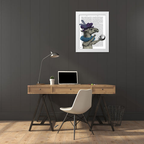 Drama Llama White Modern Wood Framed Art Print by Fab Funky