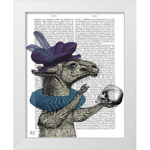 Drama Llama White Modern Wood Framed Art Print by Fab Funky