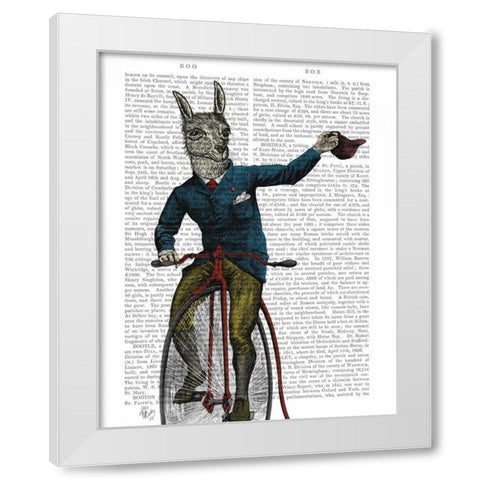 Llama on Bike White Modern Wood Framed Art Print by Fab Funky