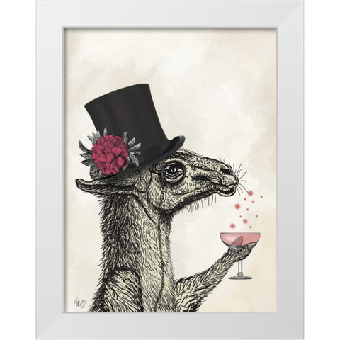 Llama Lush 1 White Modern Wood Framed Art Print by Fab Funky