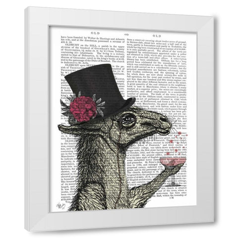 Llama Lush 1 White Modern Wood Framed Art Print by Fab Funky