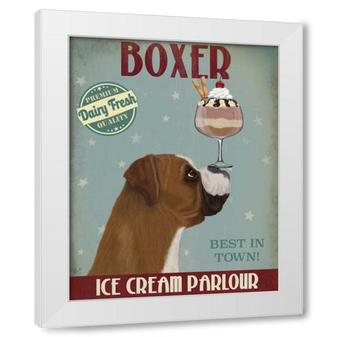 Boxer Ice Cream White Modern Wood Framed Art Print by Fab Funky
