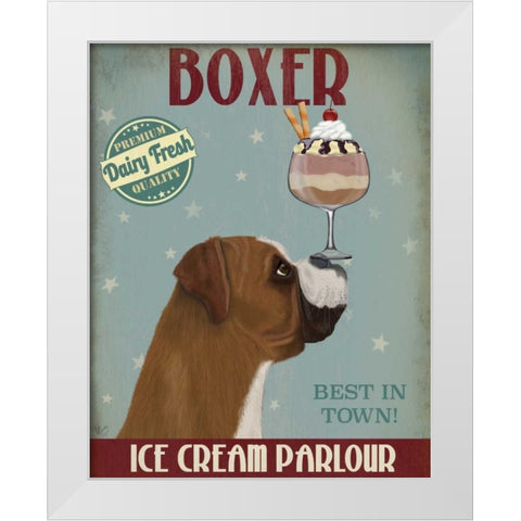 Boxer Ice Cream White Modern Wood Framed Art Print by Fab Funky