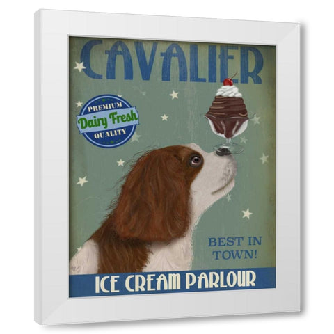 Cavalier King Charles, Brown White, Ice Cream White Modern Wood Framed Art Print by Fab Funky