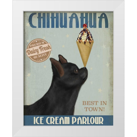 Chihuahua, Black, Ice Cream White Modern Wood Framed Art Print by Fab Funky