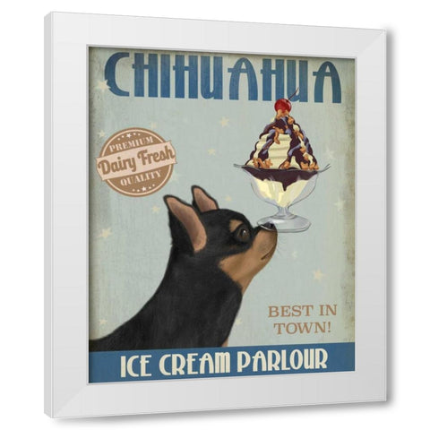 Chihuahua, Black and Ginger, Ice Cream White Modern Wood Framed Art Print by Fab Funky