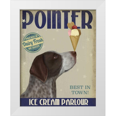 German Shorthaired Pointer Ice Cream White Modern Wood Framed Art Print by Fab Funky