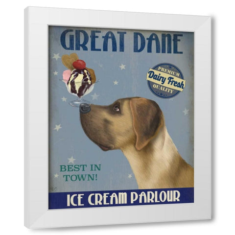 Great Dane, Tan, Ice Cream White Modern Wood Framed Art Print by Fab Funky