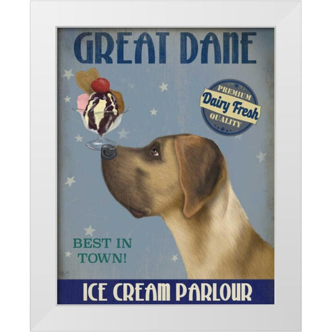 Great Dane, Tan, Ice Cream White Modern Wood Framed Art Print by Fab Funky