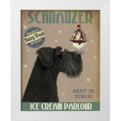Schnauzer, Black, Ice Cream White Modern Wood Framed Art Print by Fab Funky