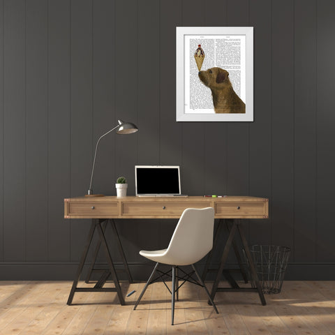 Border Terrier Ice Cream White Modern Wood Framed Art Print by Fab Funky