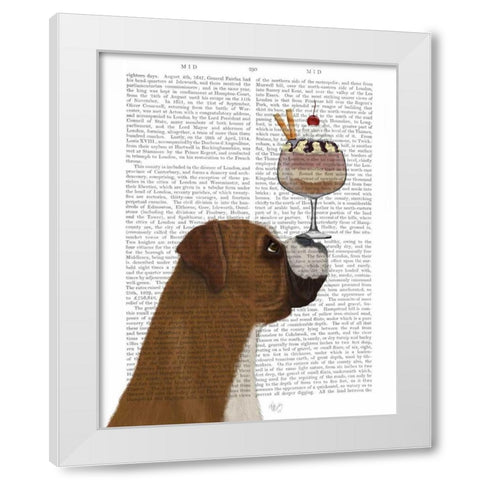 Boxer Ice Cream White Modern Wood Framed Art Print by Fab Funky