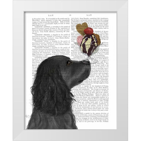 Cocker Spaniel, Black, Ice Cream White Modern Wood Framed Art Print by Fab Funky