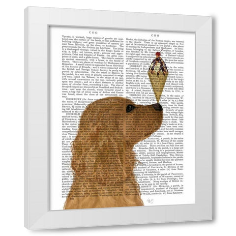 Cocker Spaniel, Golden, Ice Cream White Modern Wood Framed Art Print by Fab Funky