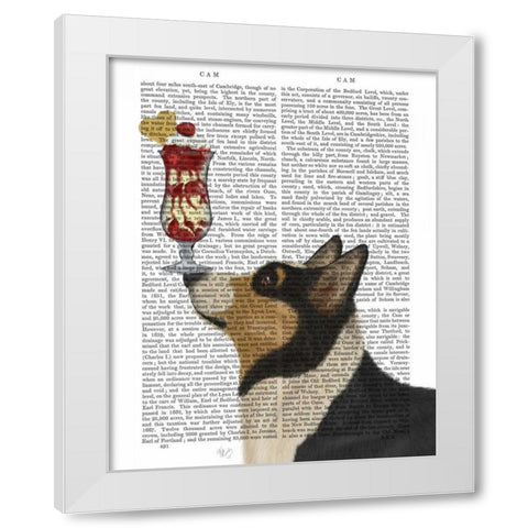 Corgi, Black and Tan, Ice Cream White Modern Wood Framed Art Print by Fab Funky