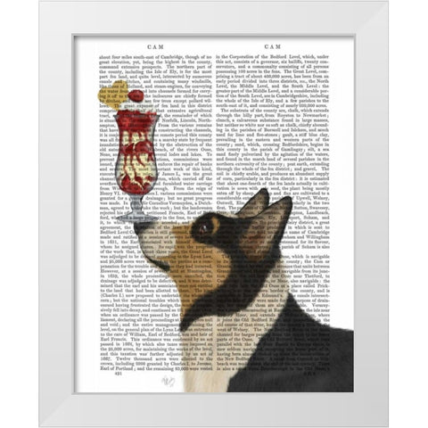 Corgi, Black and Tan, Ice Cream White Modern Wood Framed Art Print by Fab Funky